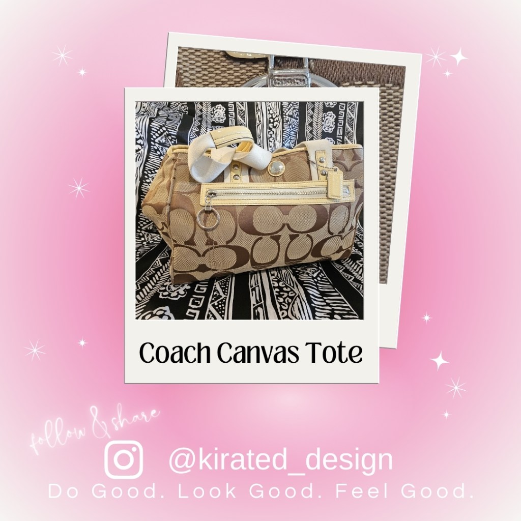 sample photo of some of the items available for sale pre loved and gently used. This is a photo of Signature-Coach-Canvas-patent-yellow-EW-Tote